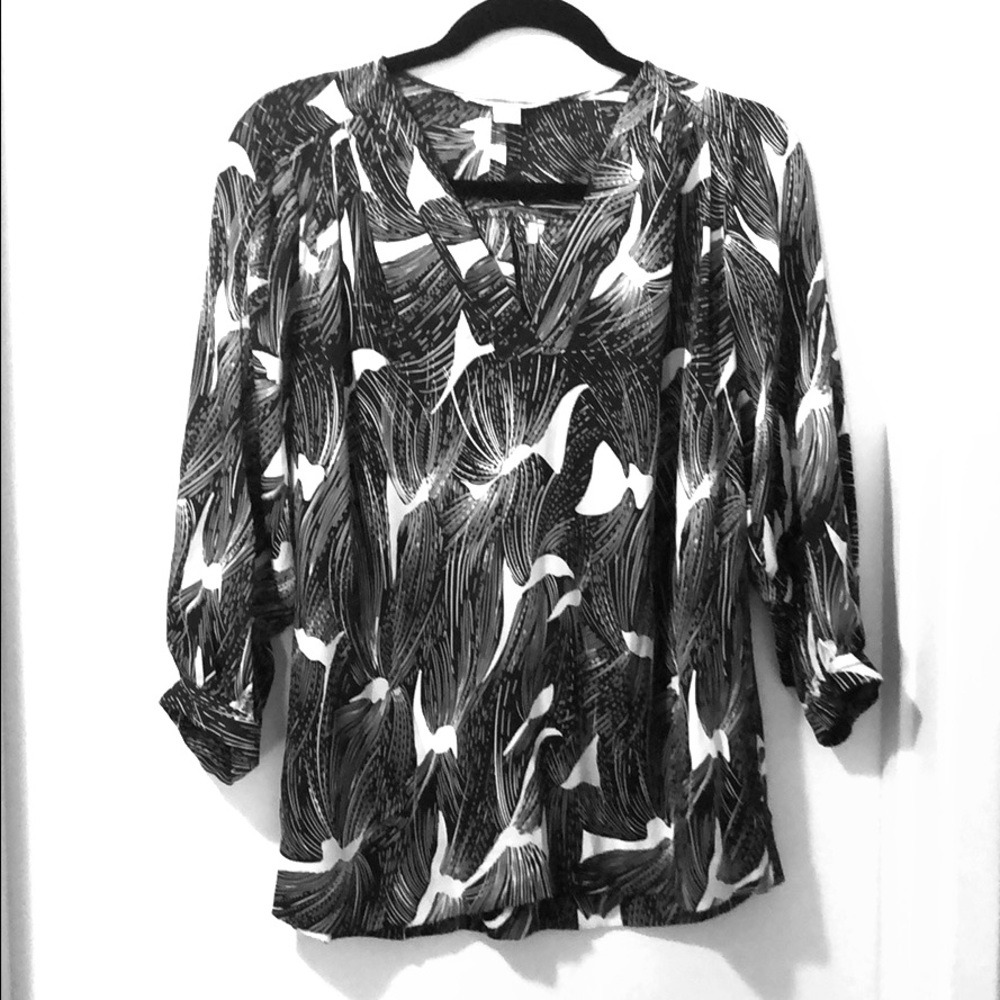 DVF Diane Von Furstenberg silk black & white top